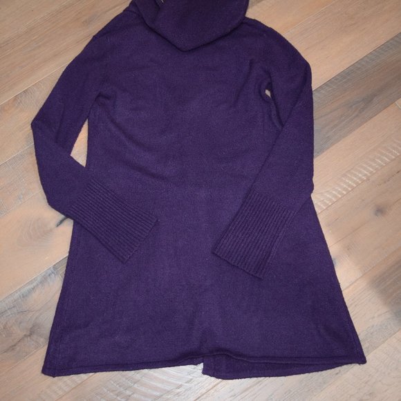 Women M Vintage Glam Long Open Flyaway Cardigan Hooded Bead Flowers Satin G15 - Picture 6 of 10